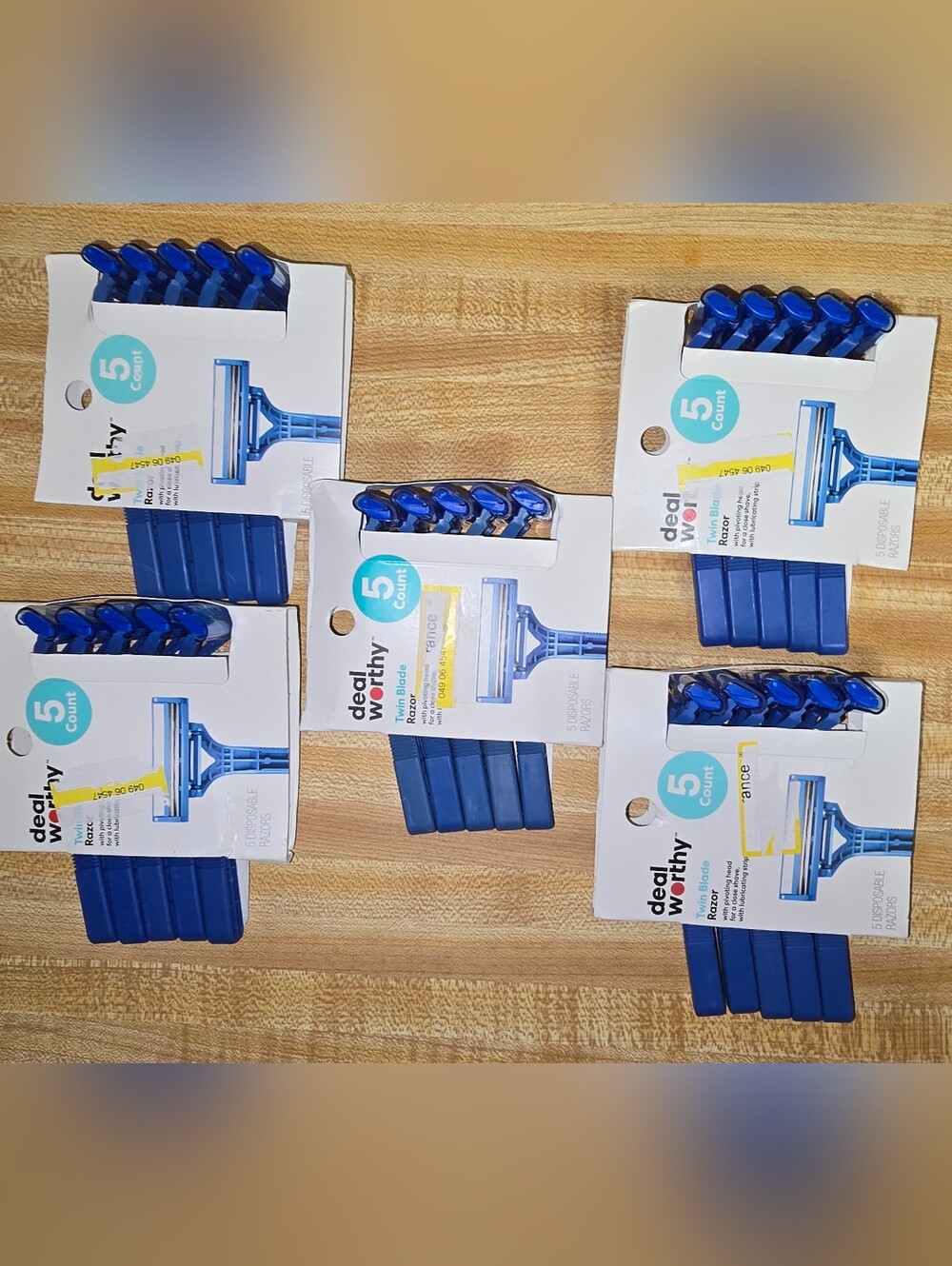 Set Of 5 Packages Blue Disposable Razor 5-Count Double Blade (25 Total)